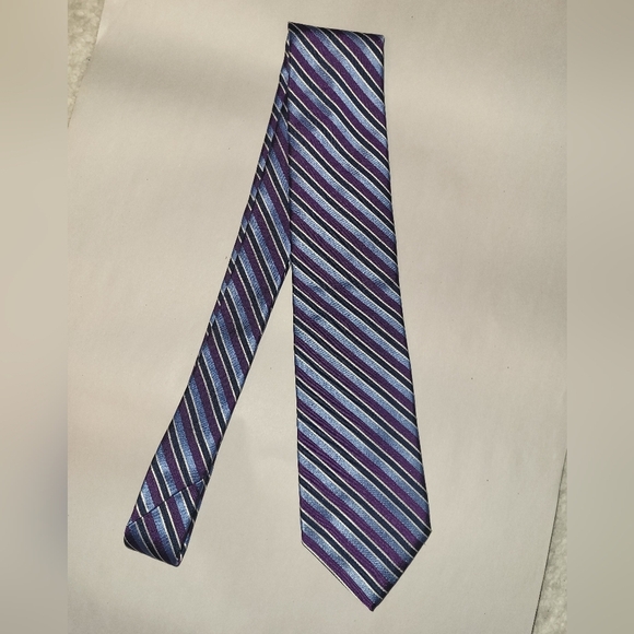 Brooks Brothers Purple Blue Black Striped Tie - Picture 3 of 6